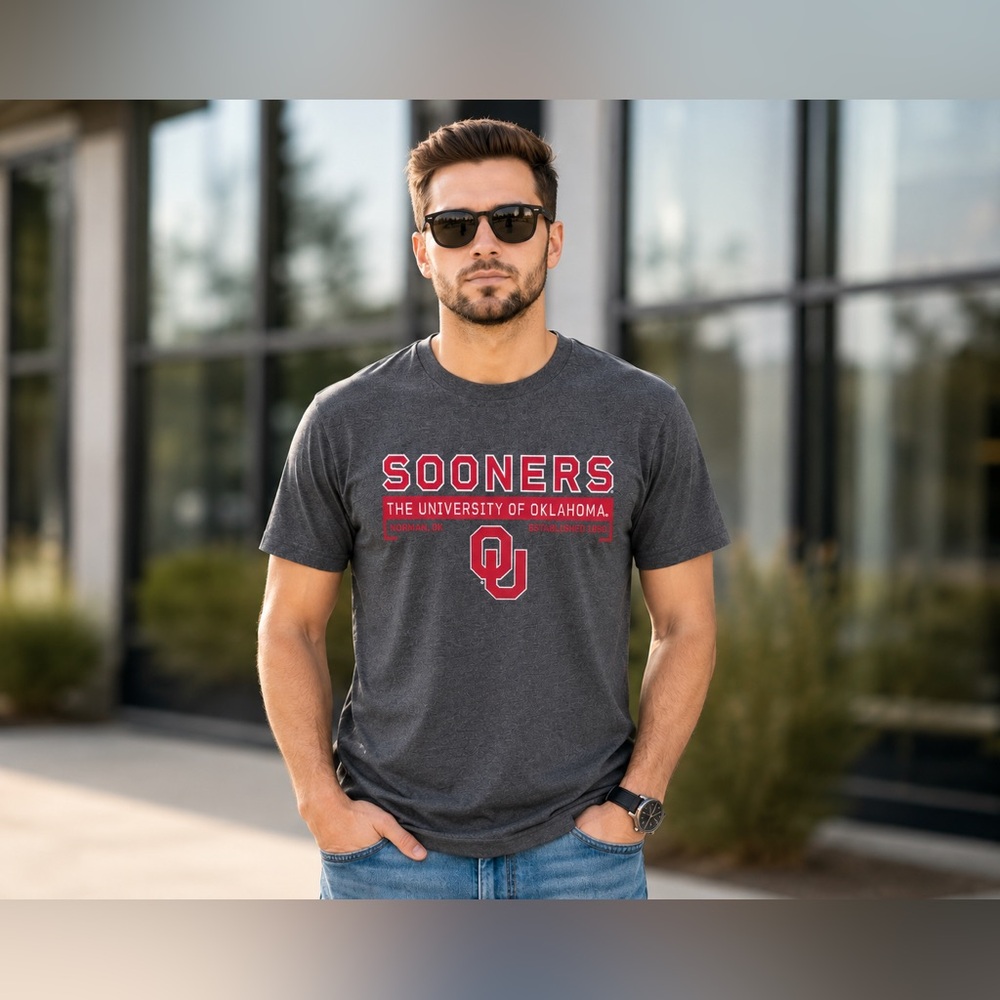 OU Sooners T-Shirt Men’s 4XL Gray Fanatics Oklahoma University Tee